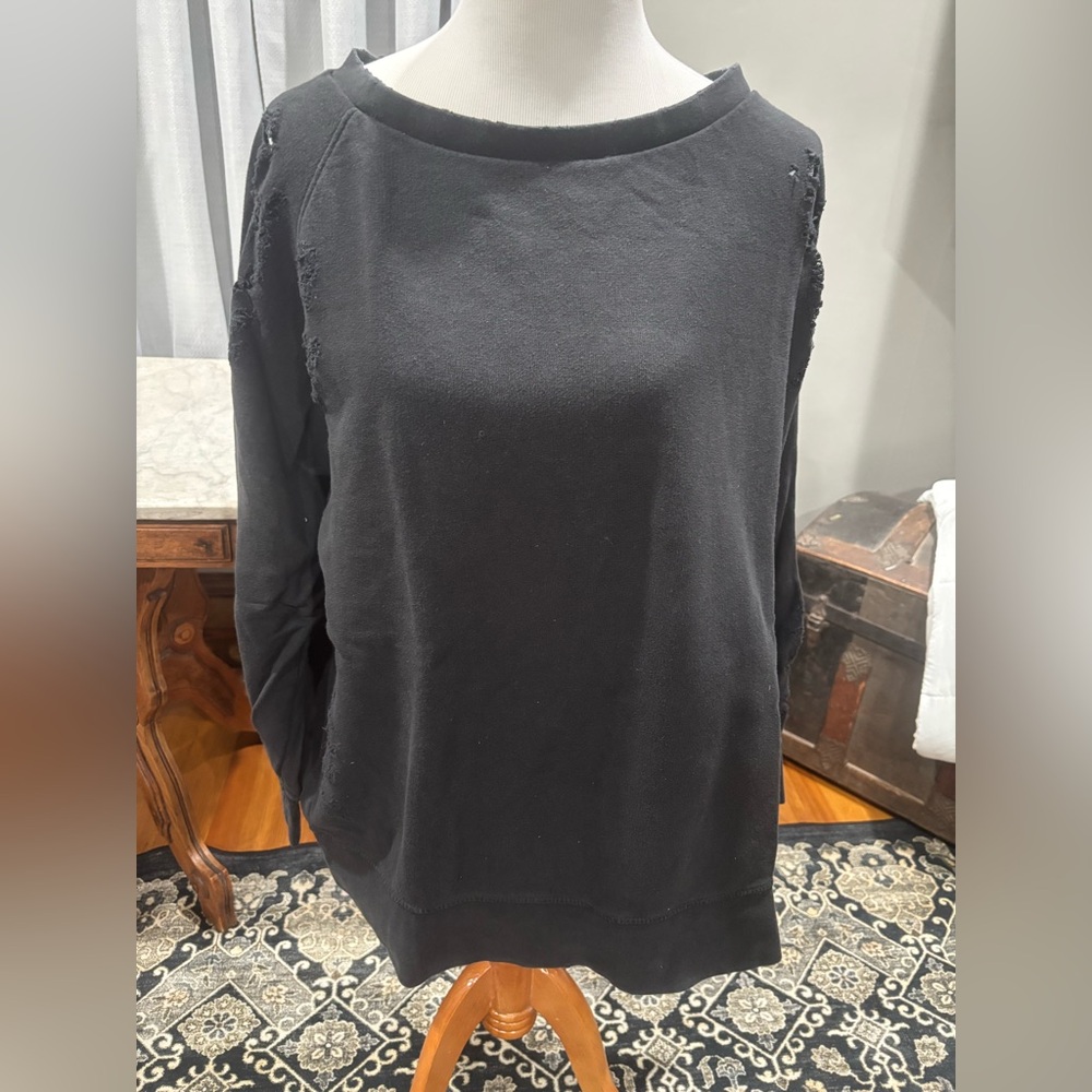 Free people oversized Black Distressed Sweatshirt